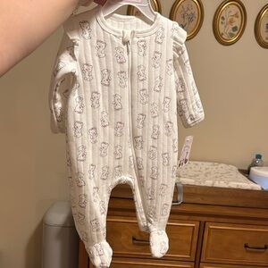 Adorable White Bear Print Kids One Piece